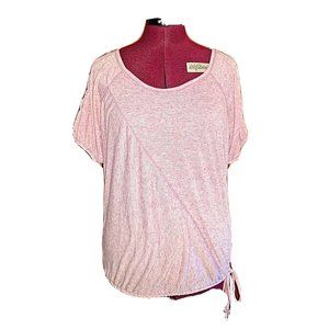 EyeLash Couture Womens Top Size Medium Pink Knit Cold Shoulder Bottom Tie